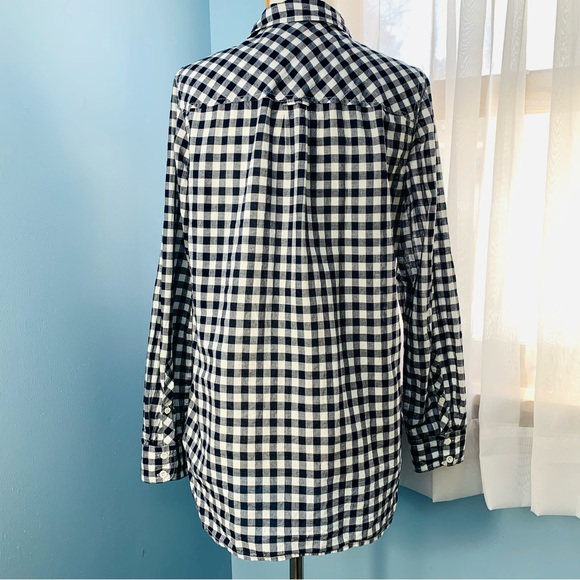 J. Crew Navy Gingham Crinkle Boy Button Down - Picture 6 of 8